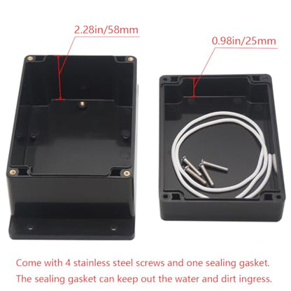Project Box IP65 Waterproof Junction Box ABS Plastic Electrical Boxes DIY Electronic Project Case Power Enclosure with Fixed Ear 6.3x4.33x3.54 inch (160 x 110 x90 mm) - color: Black, size: 6.30"x4.33"x3.54"
