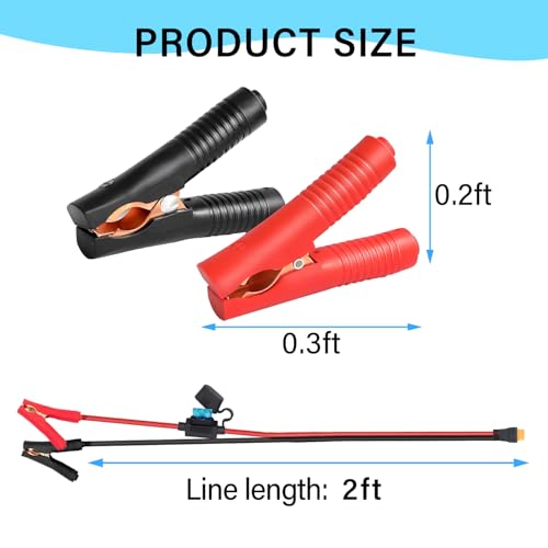 10AWG XT60 to Alligator Clips,XT60 to Battery Alligator Clip Cable - size: Alligator Clip to XT60