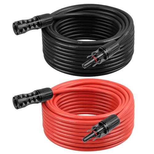 8 AWG Solar Extension Cable 30FT Black + 30FT Red, 8 Gauge Solar Panel Wire Male to Female Tinned Copper Wire for Solar Panel, Automotive, RV, Boat, Outdoors - size: 8AWG 30FT