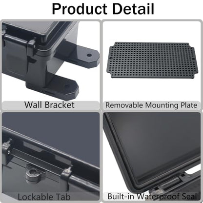 Junction Box, Hinged Black Clear Cover IP67 Waterproof ABS Project Box with Mounting Plate Electrical Box Enclosure with Wall Bracket 8.3 x 5.1 x 4.3inch(210x130x110mm) - color: Clear, size: 8.3"x5.1"x4.3"