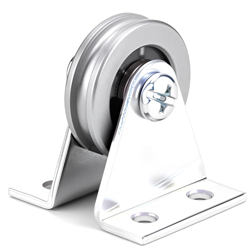 1/8" Cord Small Wire Rope Pulley Block Bearing, 23mm/1inch Wheel Bearings Wire Rope Guide Wheel for Lifting with Bracket, Load 260Lbs (L Bracket) - size: L Bracket