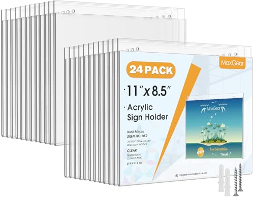 MaxGear Wall Mount Sign Holder, 8.5 x 11 Landscape, 24 Pack - size: 11"x8.5"-24Pack
