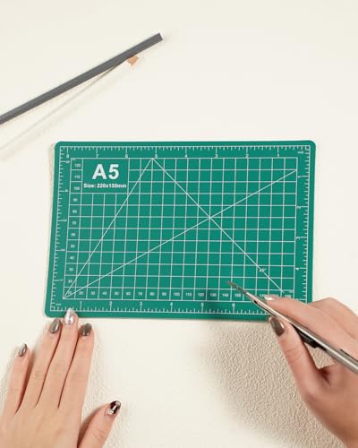 A5 Double-Sided Ruler Rack Cutting Mat - 5-Layer Green Rotary Craft Mat Rulers for Sewing, Quilting & Precision Cutting