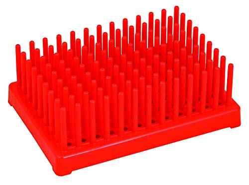 EISCO Red Plastic Test Tube Peg Drying Rack Holds 96 13mm Test Tubes Labs
