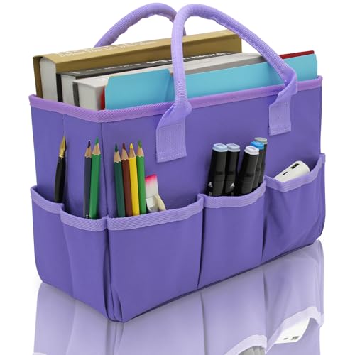 Cupohus Art Organizer Craft Storage Tote Bag with Multiple Pockets Purple - color: Purple