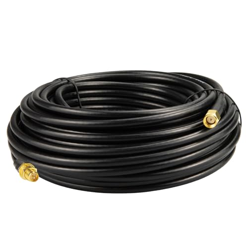 Upgraded B-LMR200 PRSMA Antenna Coaxial Cable 49.2ft RP-SMA Male to RP-SMA Female Extension Cable LMR200 Equivalent for WiFi Antennas, Wireless routers, Better Than RG58 - color: 49.2ft