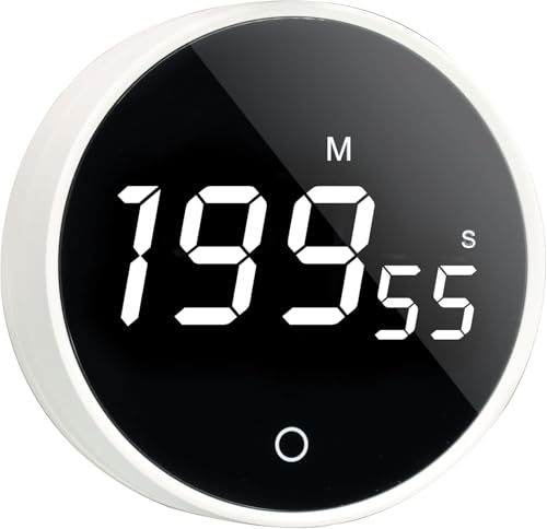 Digital Kitchen Timer - Magnetic 199-Minute Countdown Countup Timer with Large LED Display,Volume Adjustable, Visual timers for Cooking,Gym,Meeting,Classroom,Study,Work,Outdoor Activities - color: White
