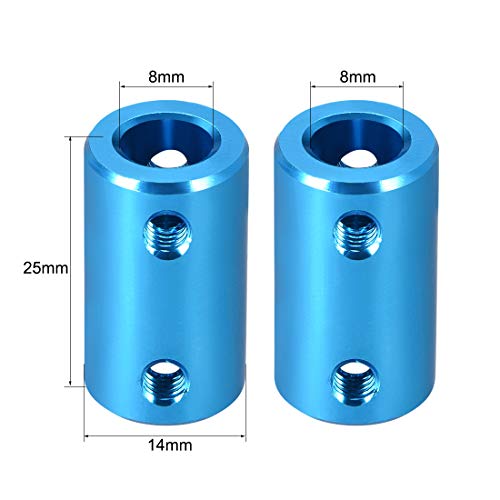 uxcell 8mm to 8mm Bore Rigid Coupling Set Screw L25XD14 Aluminum Alloy,Shaft Coupler Connector,Motor Accessories,Blue - size: 8mm to 8mm