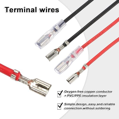 MECCANIXITY 10pcs Double Head Female Spade Crimp Terminal 6.3mm 20cm Wires - size: 6.3mm, 20cm L