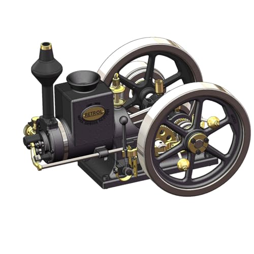 Retrol Engine HM-01 Hit and Miss Engine Model Kit, 4-Stroke Fixed Horizontal DIY Assembly Metal Engine Kit with Base Equipment Box/Tankk/Pipe/CDI Igniter/Spark Plug, Gift -KIT - style: KIT Version