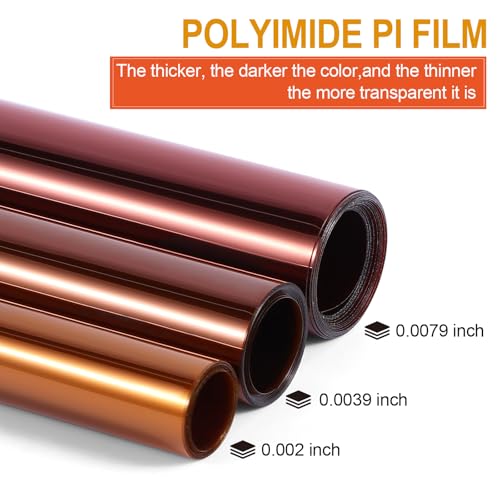 Polyimide Film, No Adhesive, High Temp Resistant, 39.3x17.3 Inch, 2/4/7.9 Mil, for Electronic Insulating and 3D Printing (39.37" x17.32x4 mils) - size: 39.37"x17.32"x4 mils