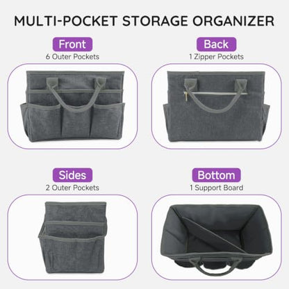 Art Supply Storage Bag,Craft Organizer Tote Bag for Craft Supplies - color: Gray