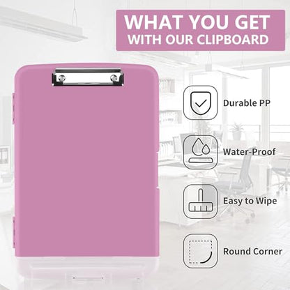 Clipboard with Storage, A4 Binder Nursing Clipboards with Pen Holder, Heavy Duty Storage Clipboards with Low Profile Clip, Clipboard Folder Side-Opening, Smooth Writing Clip Board (Violet) - color: Violet