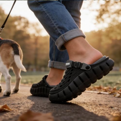 Men's Women's Cloud Clogs, EVA Thick Platform Slip On Non Slip Garden Shoes - color: Black, size: 8-9 Women/7-8 Men