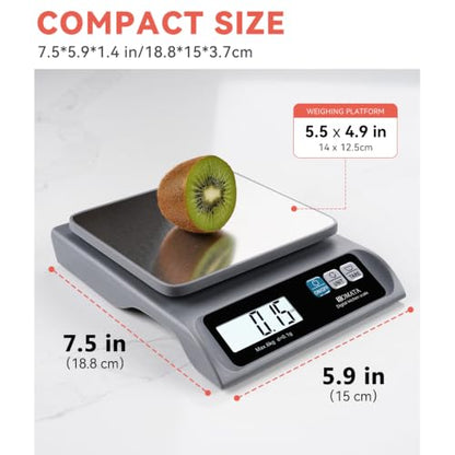 BOMATA 13lb/0.1g Precision Digital Food Scale for Kitchen, Grams and Ounces - color: Grey Rechargeable