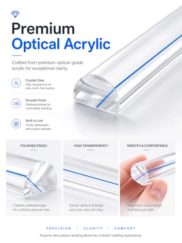 Reading Magnifier for Books, 2 Pack 2X Optical Acrylic Magnifier Bar - color: Professional Blue