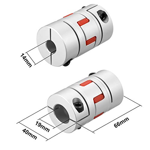 uxcell Shaft Coupling 14mm to 19mm Bore L66xD40 Flexible Coupler Joint for Servo Stepped Motor - size: L66xD40 14mm to 19mm