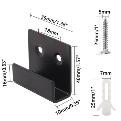 8 Pcs 10mm Stainless Steel Tile Bracket, Black U Bracket - size: Black 10mm/0.39"