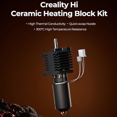 Creality Hi Hotend Ceramic Heating Block Kit, 3D Printer 300℃ High Temperature Resistance Heating Block Kit with Heat Sink and Quick Swap Nozzle for Hi Combo - style: Hi
