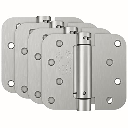 HOSOM 4 Pack Self Closing Door Hinges 4 Inch Spring Hinges, Brushed Nickel - color: Brushed Nickel-5/8'', size: 4" 4 Pack