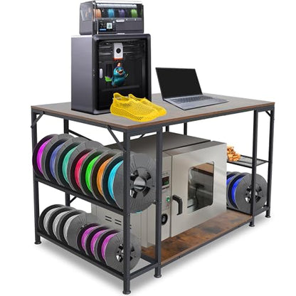 Upgraded 3D Printer Stand, Large 3D Printer Filament Storage Rack for Home Office, 2-Tier Under Desk 3D Printer Table Desk with Filament Storage for Printer Accessories Garage Workshop Studio