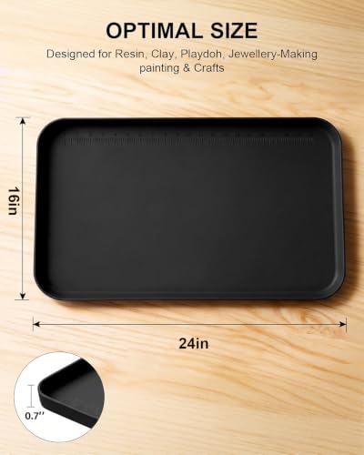 Silicone Mats for Crafts, 24" x 16" Waterproof Non-Slip Playdoh Mat - color: Black, size: 24" x 16"