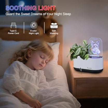 Planter with LED Note Board & 7 Colors Pen, Led Acrylic Message Board with Planter,Dog Board Night Light with Planting Pot for Mother's Day/Children's Day Gifts(No Plant) - color: Gray-Dog