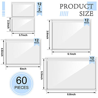 60 Pcs Clear Adhesive Pockets for Planners 4 Sizes