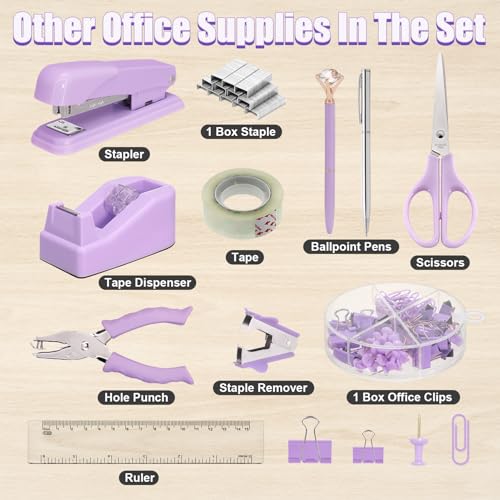 13-in-1 Office Desk Organizer Set for Back to School Supplies Accessories - color: Purple