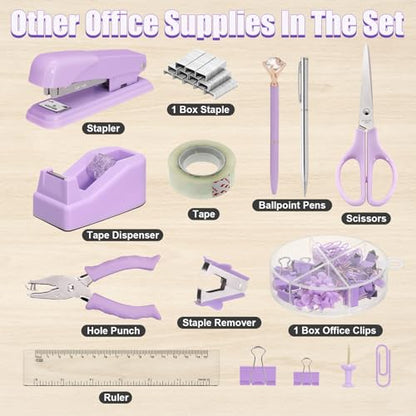 13-in-1 Office Desk Organizer Set for Back to School Supplies Accessories - color: Purple