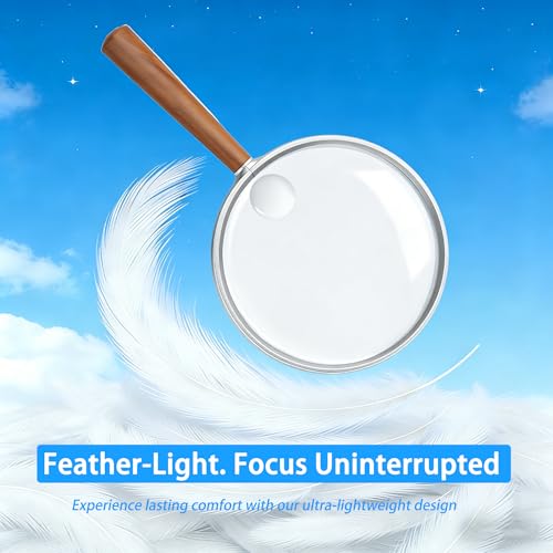 10X Handheld Magnifying Glass for Seniors, Reading, 4.3" Shatterproof Lens - color: Brown