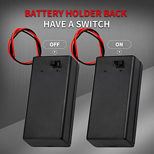 DAIERTEK 9V Battery Holder, 9 Volt Battery Holder with ON/Off Switch Cover Lead Wires 9V Battery Box 9 Volt Battery Case Connector -3Pack