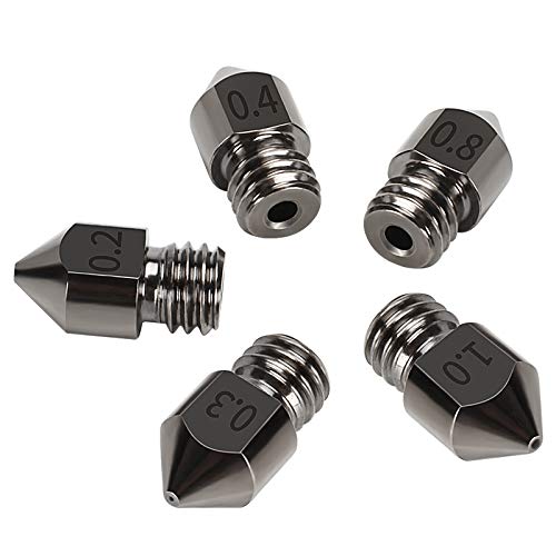 Creality 3D Hardened Steel Hotend Extruder MK8 Nozzle with High Temperature Resistance Upgraded Tungsten All Metal for Ender 3 CR-10 Series 3D Printer 0.2/0.3/0.4/0.5/0.6/0.8/1.0mm (7pcs in one Pack)