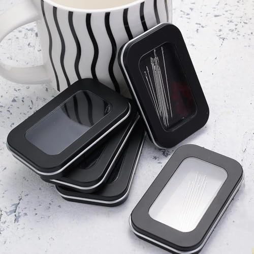 Magnetic Sewing Needle Case - Portable Black Embroidery Needle Organizer Box, Secure Storage for DIY Sewing & Craft Tools, Travel-Friendly (8x5x1.3 cm)