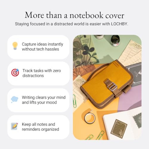 LOCHBY® Mini Field Journal | Water Resistant Waxed Canvas | Pen Loop | Included Tomoe River Notebook | Perfect for Travel, Art, Bullet Journal - color: Mustard, size: Pocket-size Hook