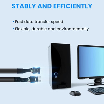 SDTC Tech USB Header Extension Cable, 20.3 inches USB 2.0 9-Pin Male to Female Internal Motherboard Header Cable for USB Ports, Expansion Cards and Motherboard Ports, 2 Pcs (Pack of 2) - size: 20.3 inches (Pack of 2)