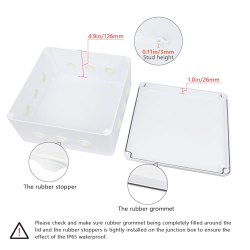LeMotech Junction Box, ABS Plastic IP65 Waterproof and Dustproof, Universal Electrical Enclosure, Outdoor and Indoor Project Box 11.8X 11.8X 5.9 inch (300 x 300 x 150 mm) - size: 11.8" x 11.8" x 5.9" (1pc)