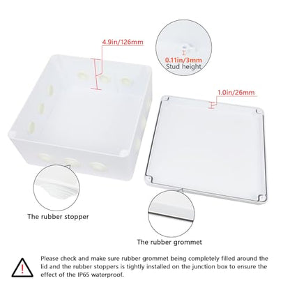 LeMotech Junction Box, ABS Plastic IP65 Waterproof and Dustproof, Universal Electrical Enclosure, Outdoor and Indoor Project Box 11.8X 11.8X 5.9 inch (300 x 300 x 150 mm) - size: 11.8" x 11.8" x 5.9" (1pc)