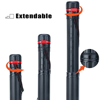 TRANSON Small Poster Tube Storage 17“ to 27” Extendable for Documents Blueprints Artworks Scrolls - color: 1 Pack-Red