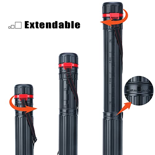 TRANSON 2-Pack Small Poster Tube Storage 17“ to 27” Extendable for Documents Blueprints Artworks Scrolls - color: 2 Pack-Red