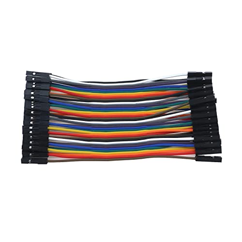 Antrader Breadboard Jumper Wires 40 Pin 10CM Female to Female for Raspberry Pi (Pack of 2) - size: 10cm (F/F) (Pack of 2), style: 40 Pin (F/F)