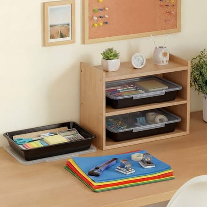 Tinlade 6 Pcs Classroom Paper Storage Bins with Lids, 13x10, Black - color: Black