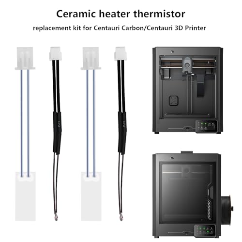 2 Pack Ceramic Heater Thermistor for Elegoo Centauri Carbon, 24V 60W Heater Cartridge High Temperature Thermistor Hot End Replacemnt Kits for Centauri Carbon/Centauri 3D Printer - style: 2PCS Ceramic Heater Thermistor