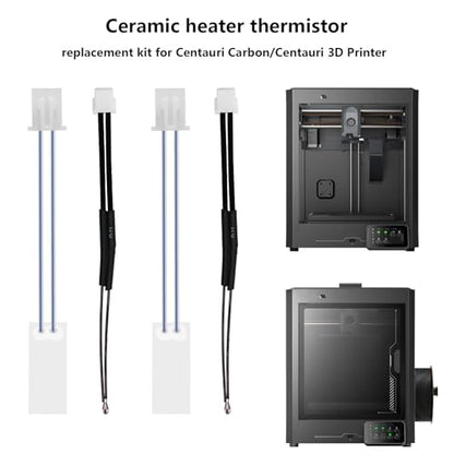 2 Pack Ceramic Heater Thermistor for Elegoo Centauri Carbon, 24V 60W Heater Cartridge High Temperature Thermistor Hot End Replacemnt Kits for Centauri Carbon/Centauri 3D Printer - style: 2PCS Ceramic Heater Thermistor
