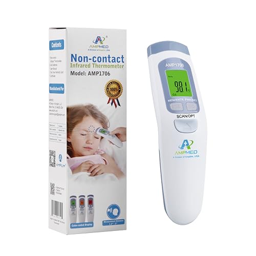 No-Touch Medical Grade Infrared Forehead Thermometer - color: White Blue