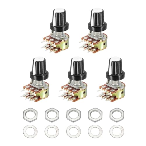 MECCANIXITY 5 Set WH148 B100K Ohm Potentiometer Kit 20mm Shaft White - size: 20mm, style: B100K