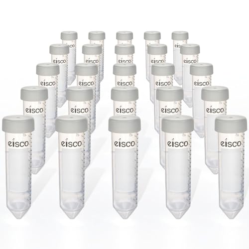 Eisco - Pack of 25, 50mL Non-Sterile Centrifuge Tubes, Polypropylene, Flat Cap, Lab-Grade, Heavy Metal-Free - size: 50mL, style: Heavy Metal Free