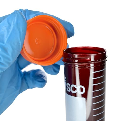 Eisco - Pack of 25, 50mL Non-Sterile Amber Centrifuge Tubes, Polypropylene, Flat Cap, Lab-Grade, Self-Standing - size: 50mL, style: Amber Self-Standing