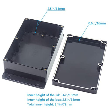 Junction Box, Zulkit Project Box Waterproof Dustproof IP65 ABS Universal Electrical Boxes Enclosure with Fixed Ear Black 9.06 x 5.91 x 3.35 inch (230 x 150 x 85 mm)(Pack of 1) - size: 9.06" x 5.91" x 3.35"(Pack of 1)