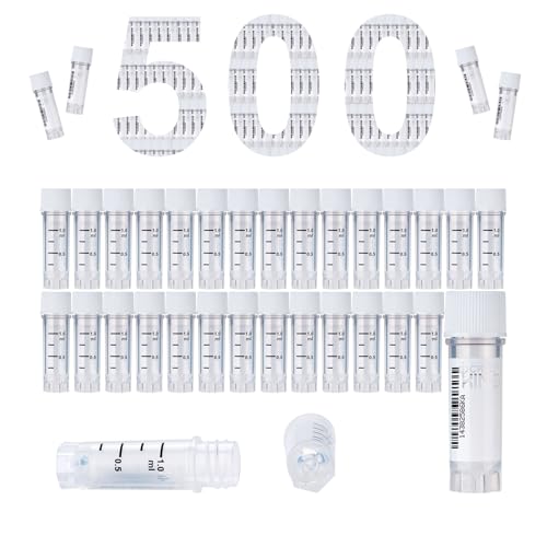 1.0ml Cryovials, Side-Coded, External Thread, White, 500Pcs - color: White, size: 1.0ml
